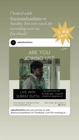 Chatted with @actorsubratdutta on Sunday. You can catch the recording over on Facebook!